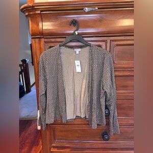 J. Jill Wearever Collection Geometric Open Front Cardigan MP Petite NWT